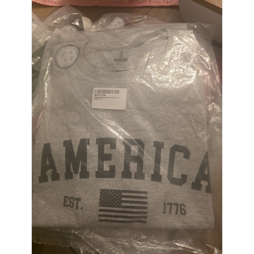 Rapid Dominance America Basic Tee Heather Gray Light Cotton Shirt Size XL